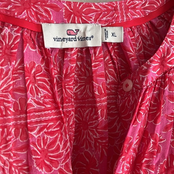 Vineyard Vines Printed Button Down Blouse Pink Red Floral Size XL - Picture 5 of 6